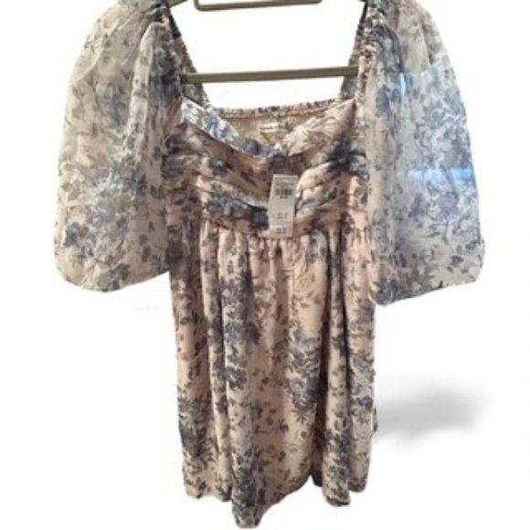 Abercrombie & Fitch Emerson Blue Floral Mini Dress - Sz Medium - NWT - Picture 3 of 7